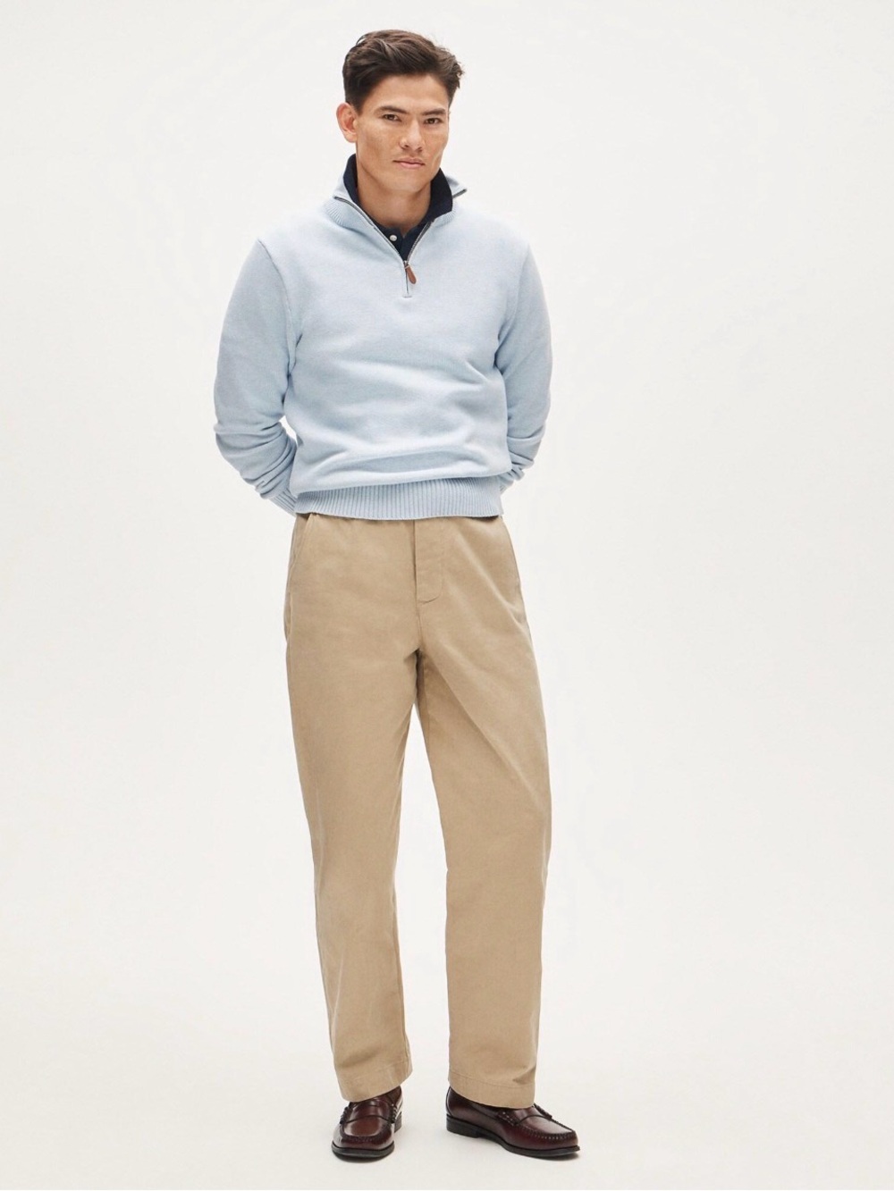 J. Crew Heritage cotton quarter-zip sweater in Light Blue Size Medium NWT